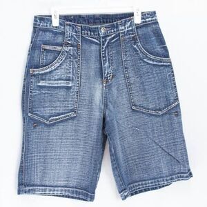 VTG 90s Hammerhead Wide Leg Baggy Jeans Shorts Sz 32 Acid Wash Hip Hop Y2K Skate